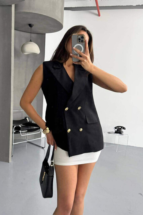 GOLD BUTTONS WOMAN VEST BLACK/ E ZEZE - 2
