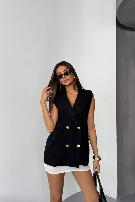 GOLD BUTTONS WOMAN VEST BLACK/ E ZEZE - 