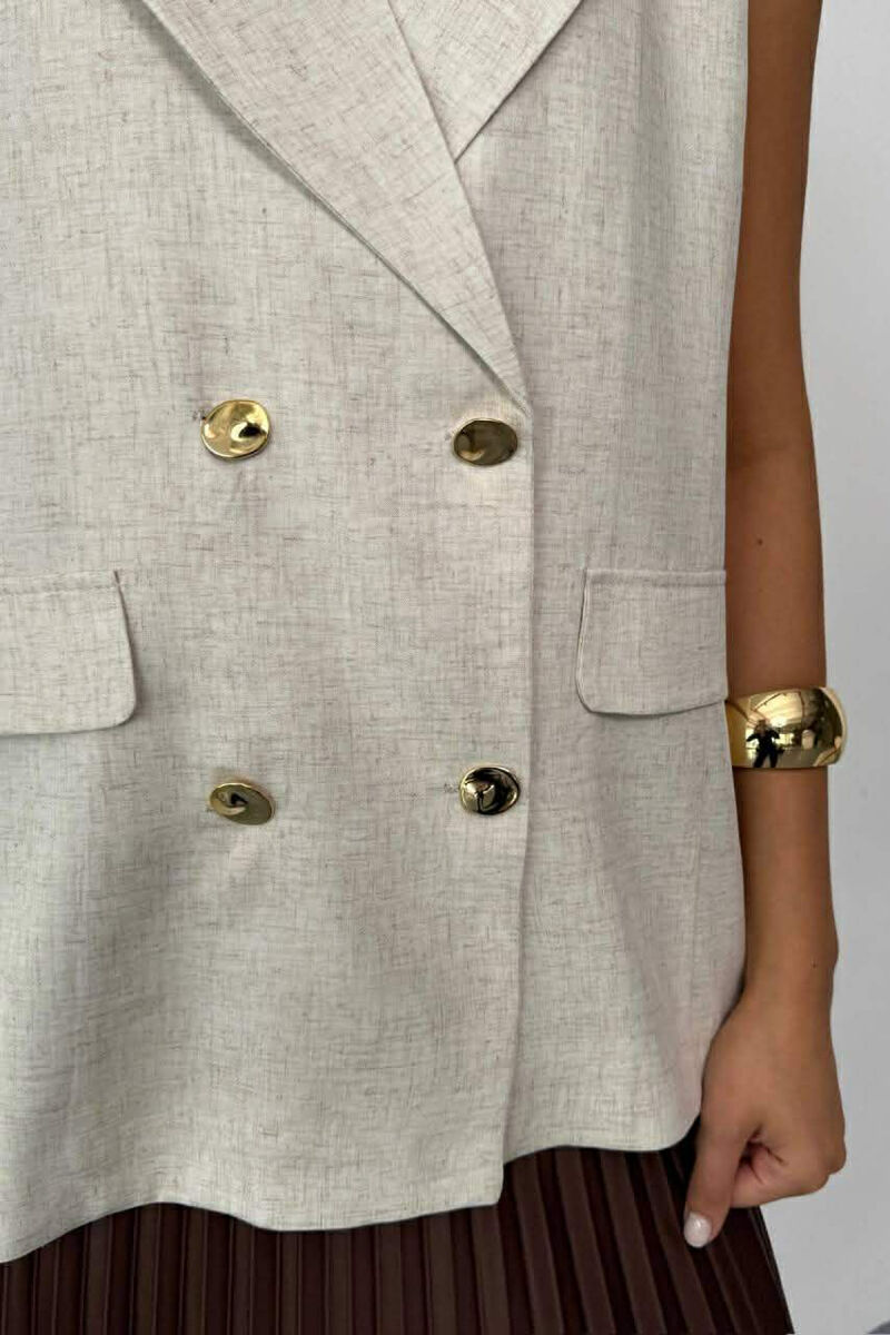 GOLD BUTTONS WOMAN VEST CREAM/KREM - 4
