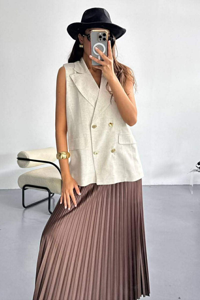 GOLD BUTTONS WOMAN VEST CREAM/KREM - 5