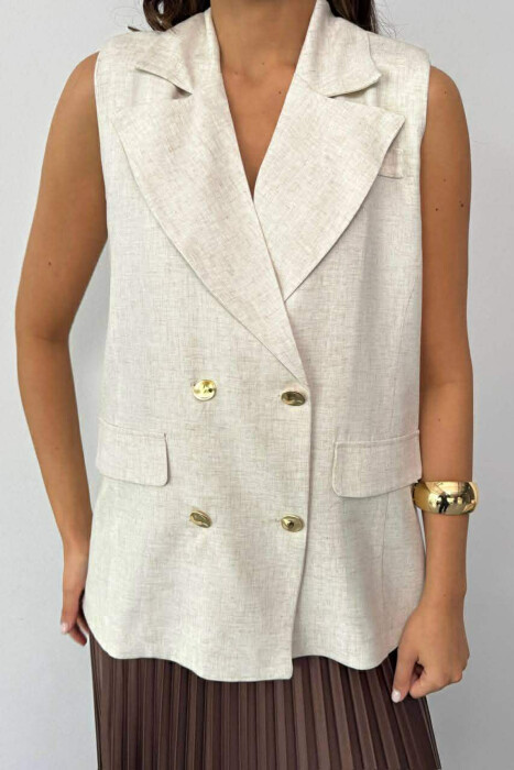 GOLD BUTTONS WOMAN VEST CREAM/KREM - 6