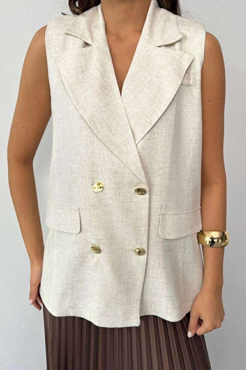 GOLD BUTTONS WOMAN VEST CREAM/KREM - 6