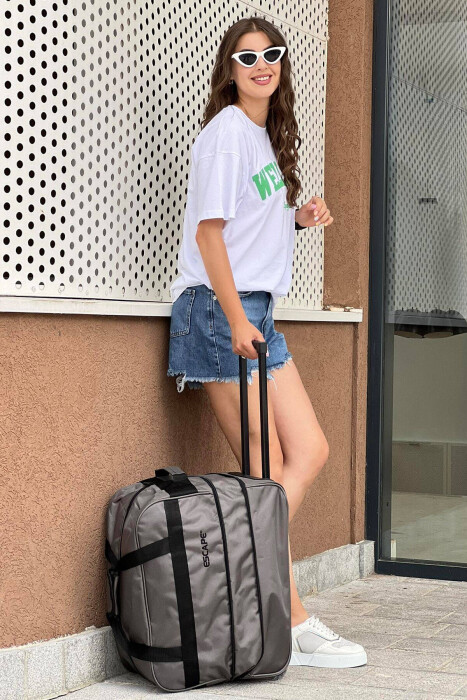 HANDLE AND WHEEL TRAVELING BAG DARK GREY/GEE - KLAUDIO FASHION