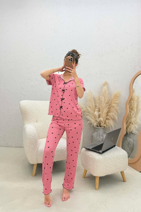 HEARTS DESIGN BOW DETAILS WOMEN PYJAMAS VINEGAR/UTHULL - 2