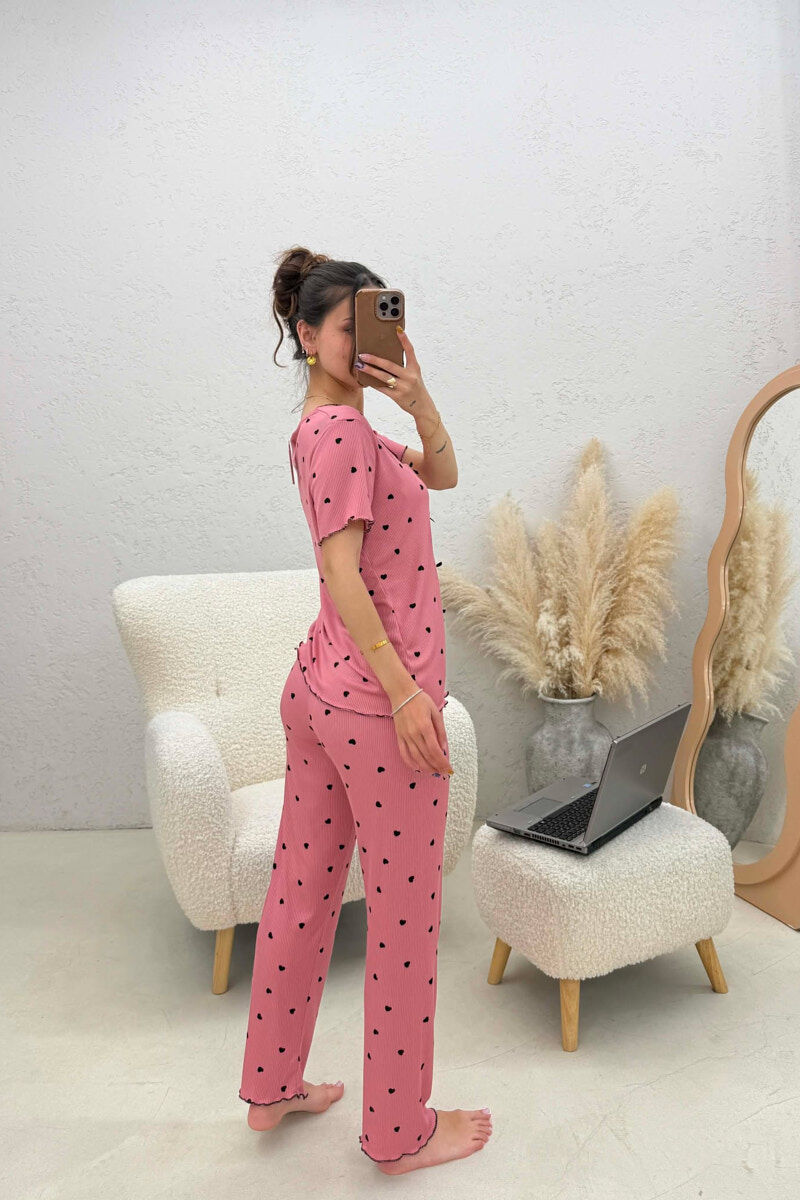 HEARTS DESIGN BOW DETAILS WOMEN PYJAMAS VINEGAR/UTHULL - 4