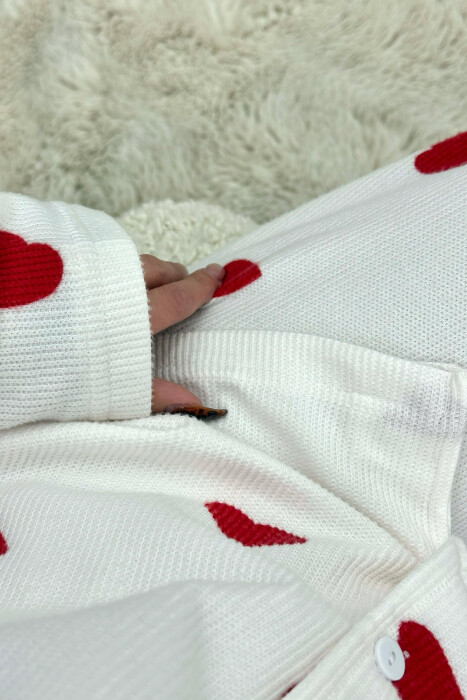 HEARTS DESIGN SHIRT+ TROUSERS WOMEN PYJAMAS WHITE-E BARDHE - 2