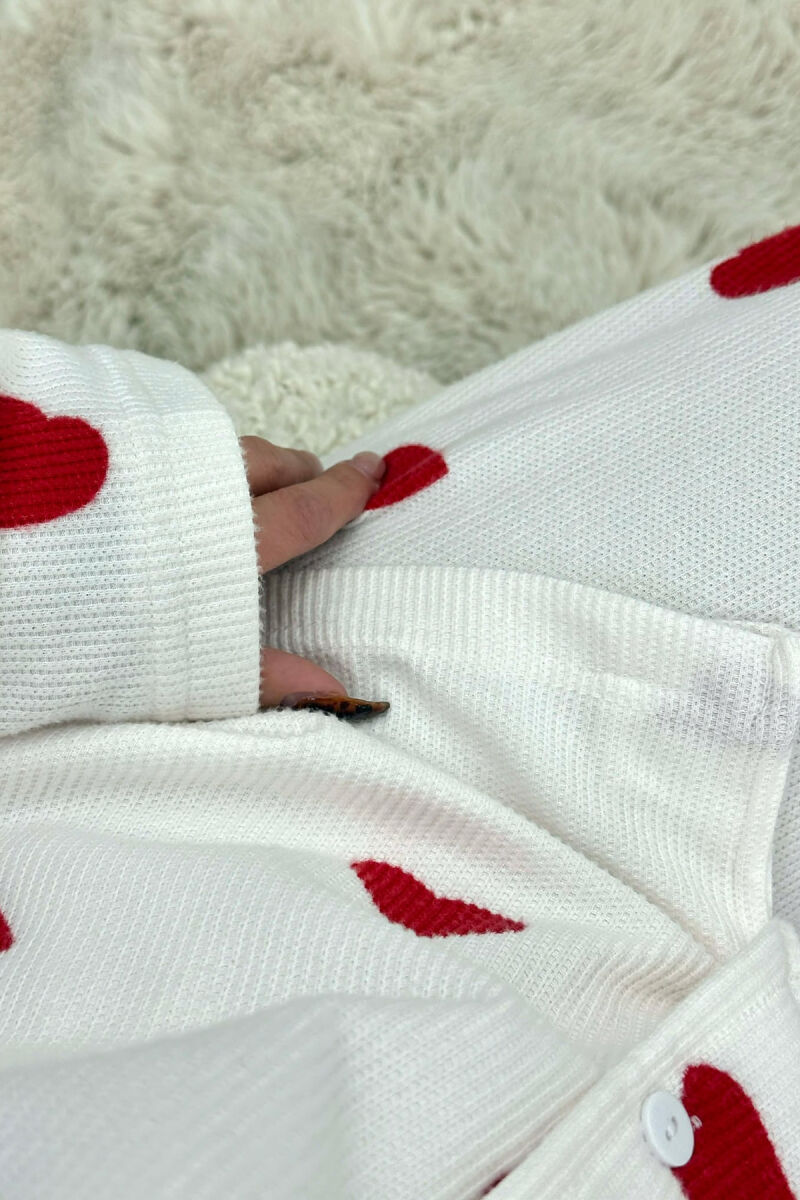 HEARTS DESIGN SHIRT+ TROUSERS WOMEN PYJAMAS WHITE-E BARDHE - 2