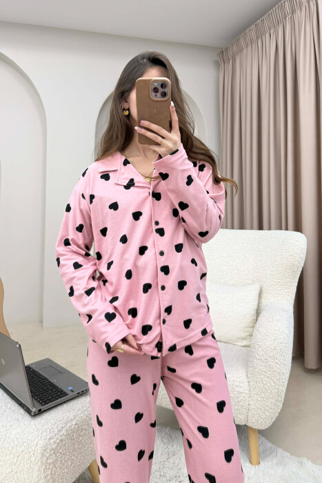 HEARTS DESIGN SHIRT+TROUSERS WOMEN PYJAMAS POWDER/PUDER - 2