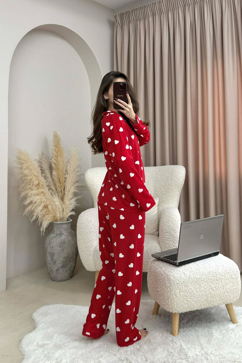 HEARTS DESIGN SHIRT+TROUSERS WOMEN PYJAMAS RED/E KUQE - 3