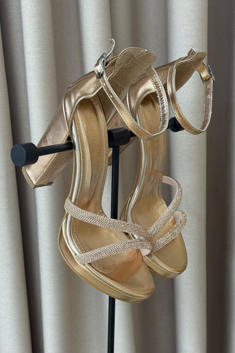 HIGH HEEL DIAMOND DETAILS WOMEN SANDALS GOLDEN ROD/GOLD - 3