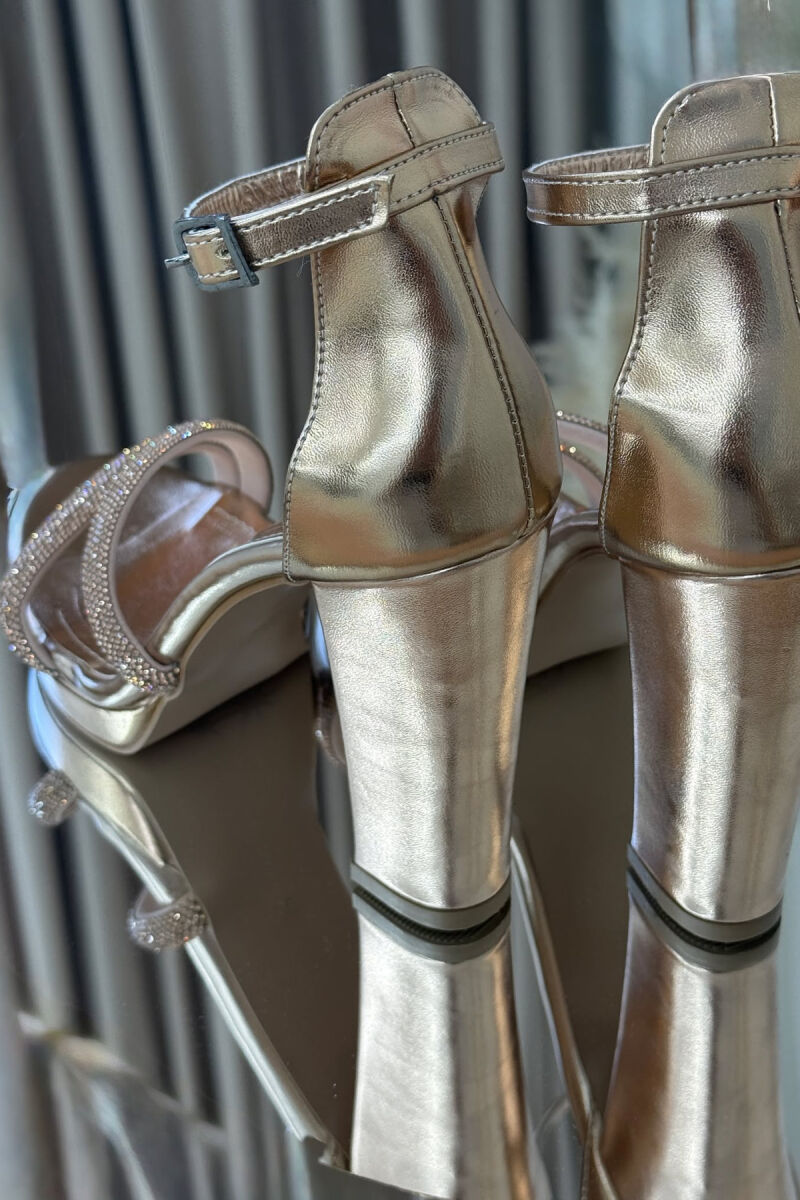 HIGH HEEL DIAMOND DETAILS WOMEN SANDALS GOLDEN ROD/GOLD - 4