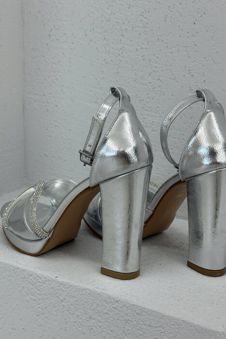 HIGH HEEL DIAMOND DETAILS WOMEN SANDALS GREY/GRI - 2