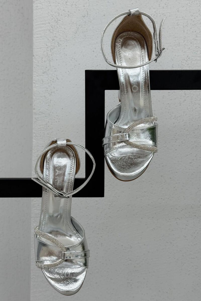 HIGH HEEL DIAMOND DETAILS WOMEN SANDALS GREY/GRI - 3