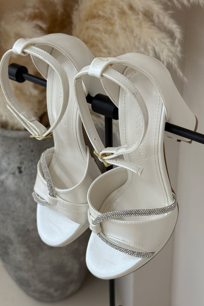 HIGH HEEL DIAMOND DETAILS WOMEN SANDALS WHITE-E BARDHE - 3