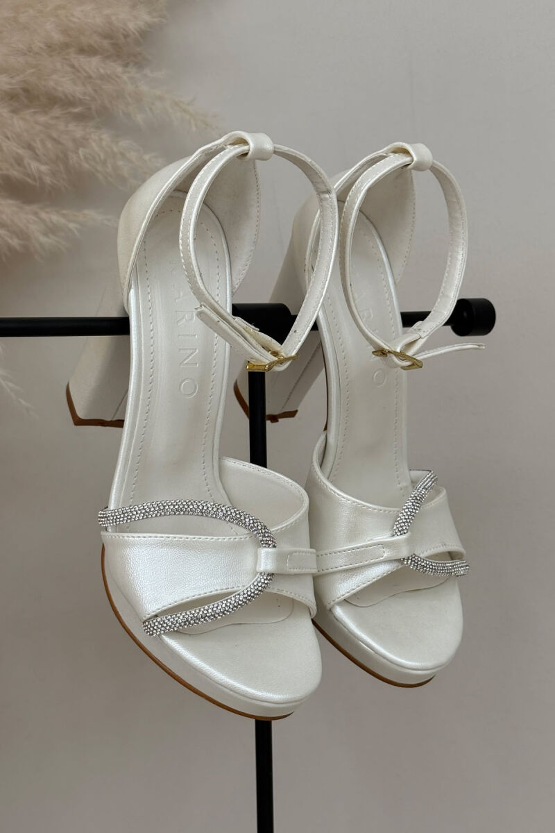 HIGH HEEL DIAMOND DETAILS WOMEN SANDALS WHITE-E BARDHE - 4