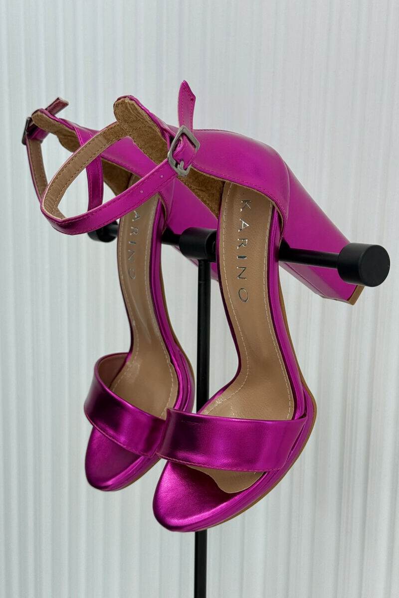 HIGH HEEL ONE COLOR LEATHER WOMEN SANDALS PINK/ROZE - 4