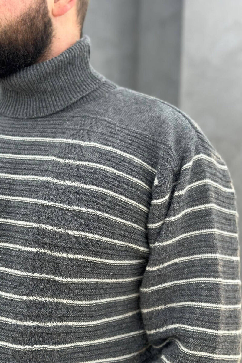 HIGH NECK LINE MEN SWEATER DARK GREY/GEE - 2
