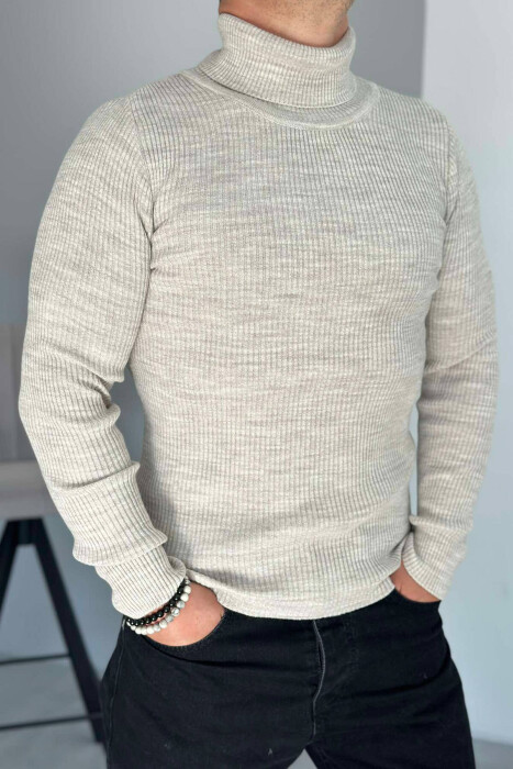 HIGH NECK MEN CARDIGAN BEIGE/BEZHE 