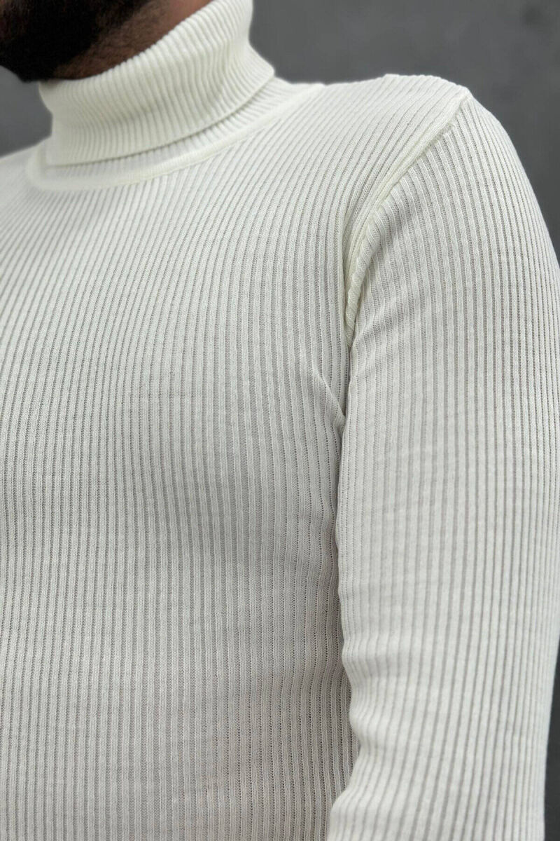 HIGH NECK MEN CARDIGAN WHITE-E BARDHE - 9