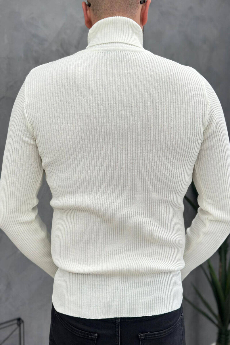 HIGH NECK MEN CARDIGAN WHITE-E BARDHE - 10