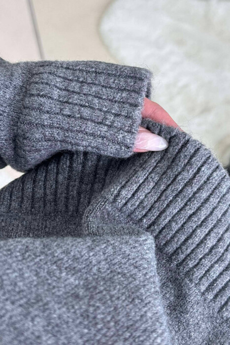 HIGH NECK SWEATER+SHORT SKIRT KNIT WOMAN SET GREY/GRI - 8