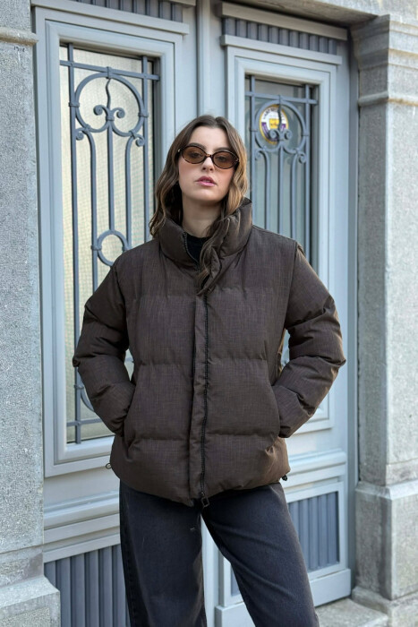 HIGH NECK WOMEN PUFFER JACKET DARK GREEN/JEE 