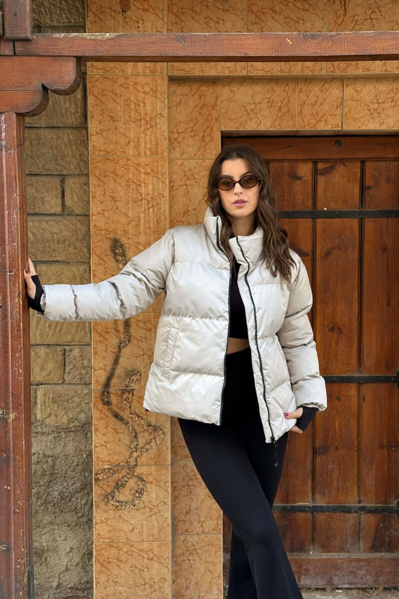 HIGH NECK WOMEN PUFFER JACKET LIGHT GREY/GZ - 5