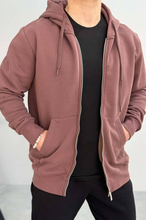 HOOD FLUFFY MEN JACKET BROWN/KAFE 