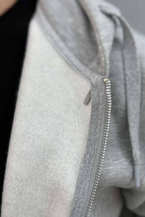 HOOD FLUFFY MEN JACKET LIGHT GREY/GZ - 3