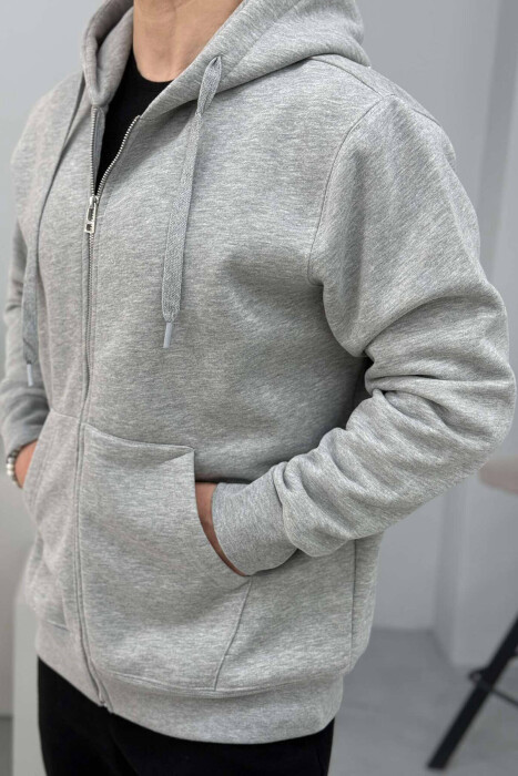 HOOD FLUFFY MEN JACKET LIGHT GREY/GZ - 4