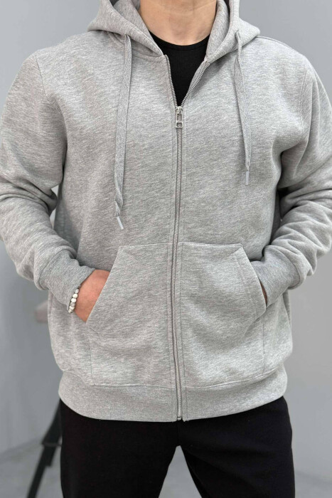 HOOD FLUFFY MEN JACKET LIGHT GREY/GZ - 5