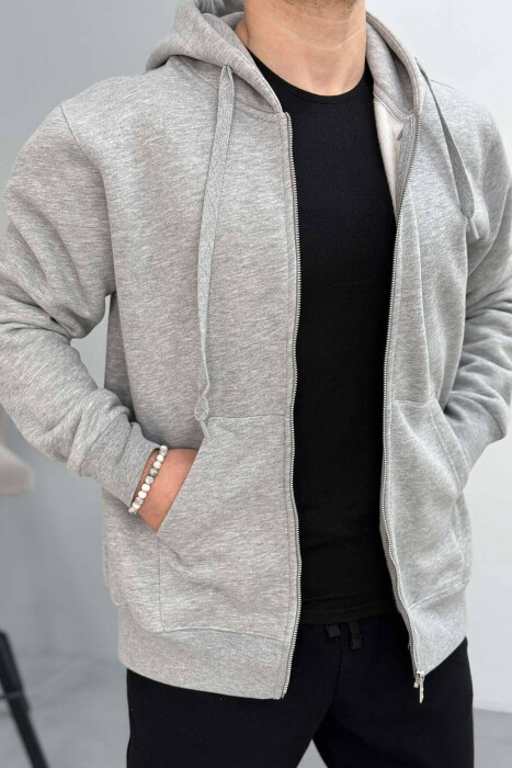 HOOD FLUFFY MEN JACKET LIGHT GREY/GZ 