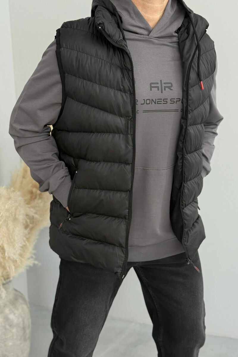 HOOD ZIPPER POCKET MEN VEST BLACK/ E ZEZE - 7