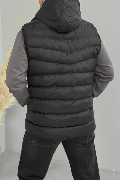 HOOD ZIPPER POCKET MEN VEST BLACK/ E ZEZE - 8