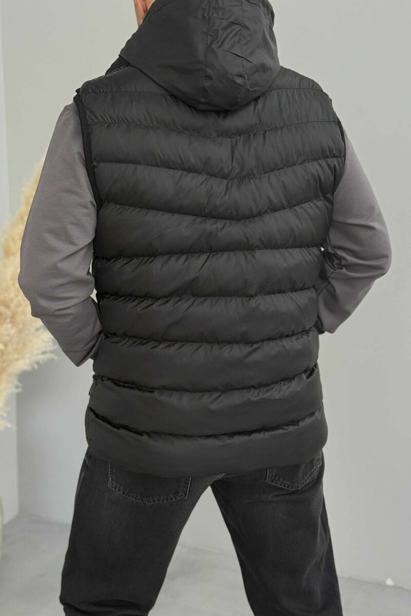 HOOD ZIPPER POCKET MEN VEST BLACK/ E ZEZE - 8