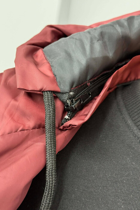 HOOD ZIPPER POCKET MEN VEST DARK BURGUNDY/VISHNJE E ERRET - 4