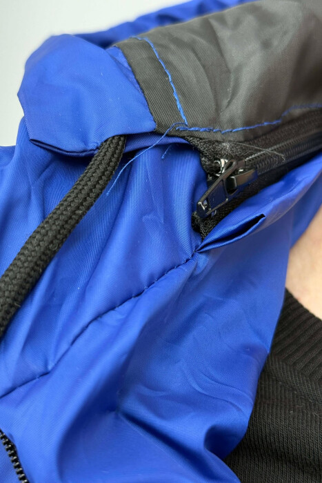 HOOD ZIPPER POCKET MEN VEST ELECTRIC BLUE/BLEL - 5