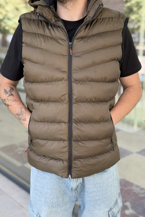 HOOD ZIPPER POCKET MEN VEST GREEN/JESHILE - 2