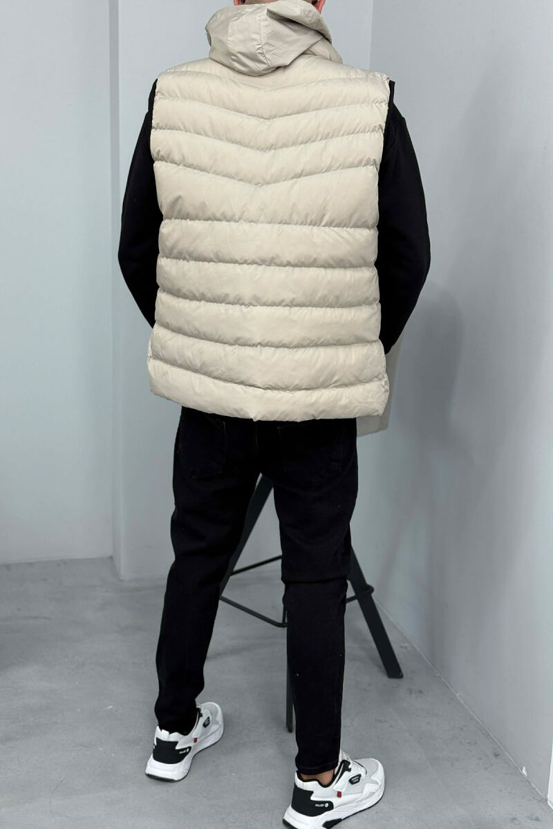 HOOD ZIPPER POCKET MEN VEST GREY ASH/GRI HIRI - 3