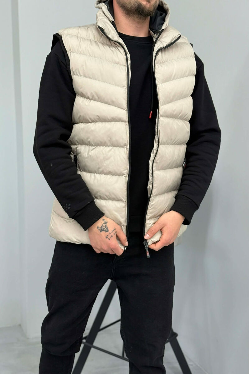 HOOD ZIPPER POCKET MEN VEST GREY ASH/GRI HIRI - 2