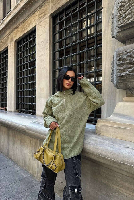HOOD ZIPPER WOMAN HOODIE OLIVE/ULLI - KLAUDIO FASHION
