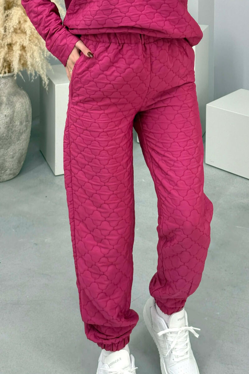 HOOD ZIPPERED SWEATSHIRT+TROUSERS WOMEN SET FUCHSIA/CIKLAMI - 4