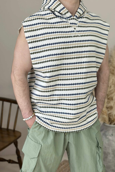 HOODED DESIGNED MEN TANK TOP MULTIPLE/SHNGJ - 1