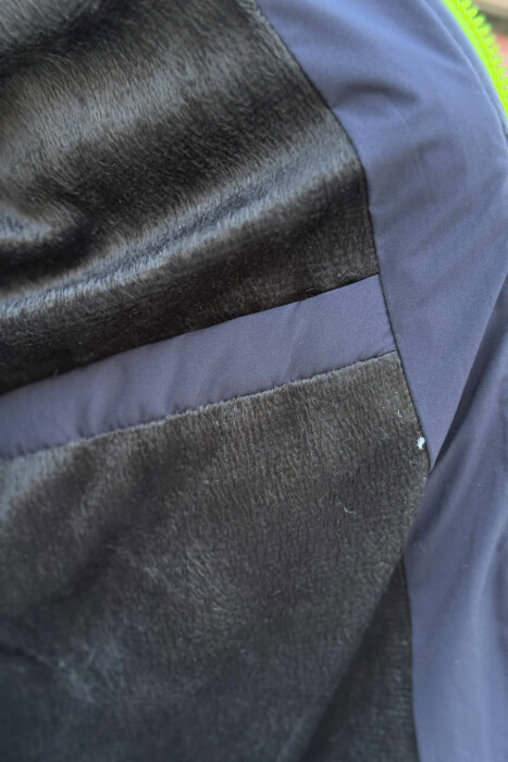 HOODED MEN PUFFER JACKET DARK BLUE/BEE - 2