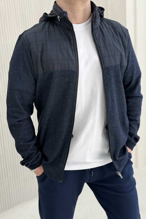 HOODED SIMPLE LIGHT MEN JACKET BLUE/BLU 