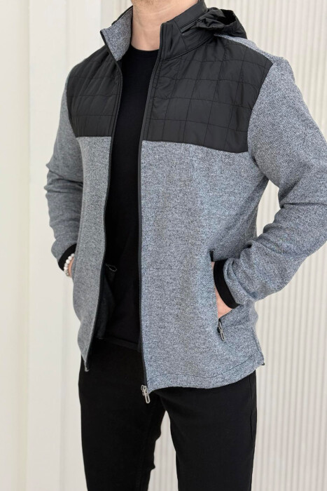 HOODED SIMPLE LIGHT MEN JACKET GREY/GRI - 1