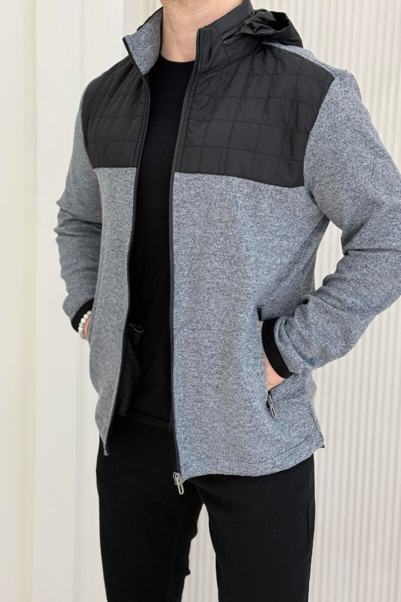 HOODED SIMPLE LIGHT MEN JACKET GREY/GRI - 1