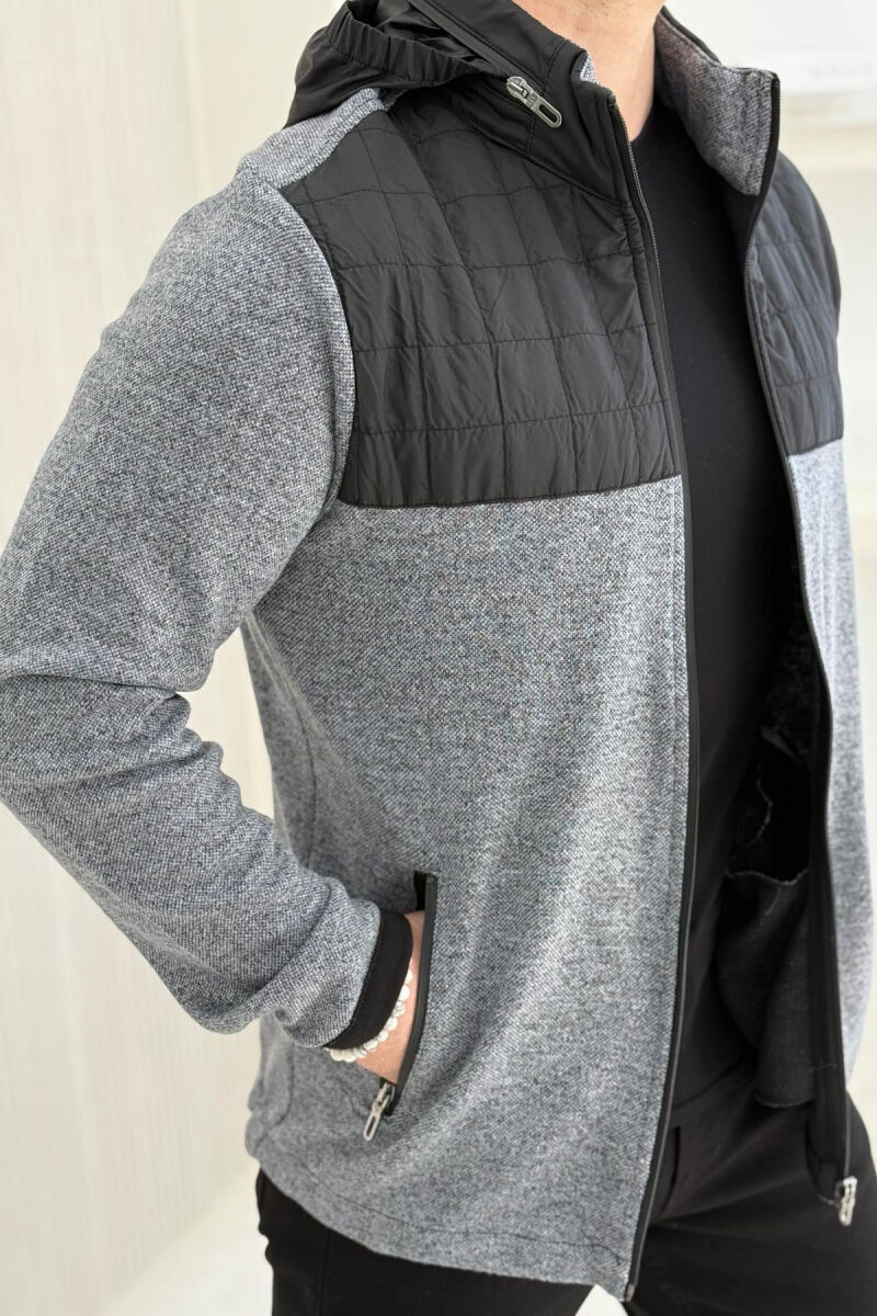HOODED SIMPLE LIGHT MEN JACKET GREY/GRI - 3
