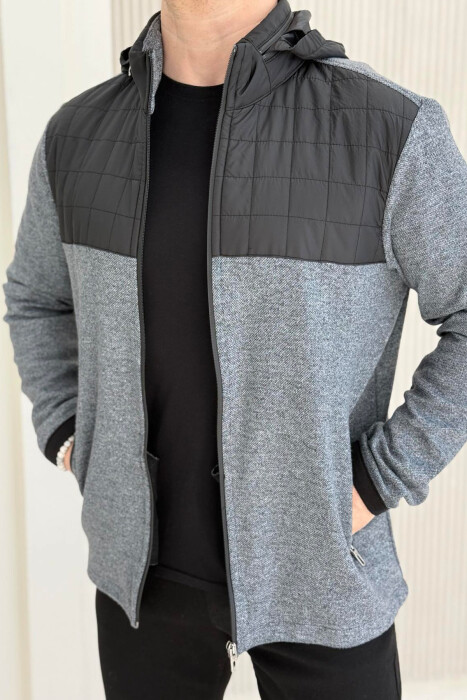 HOODED SIMPLE LIGHT MEN JACKET LIGHT GREY/GZ - KLAUDIO FASHION