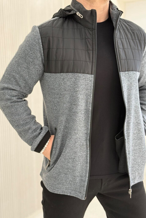 HOODED SIMPLE LIGHT MEN JACKET LIGHT GREY/GZ - 2